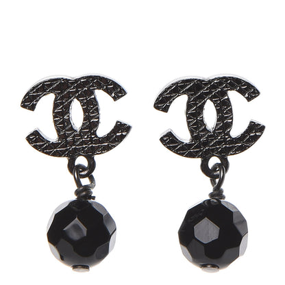 Chanel Ruthenium Bead CC Drop Earrings Black 1 of 3