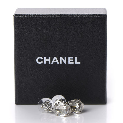 Chanel Crystal CC Tear Drop Earrings Silver 4 of 4