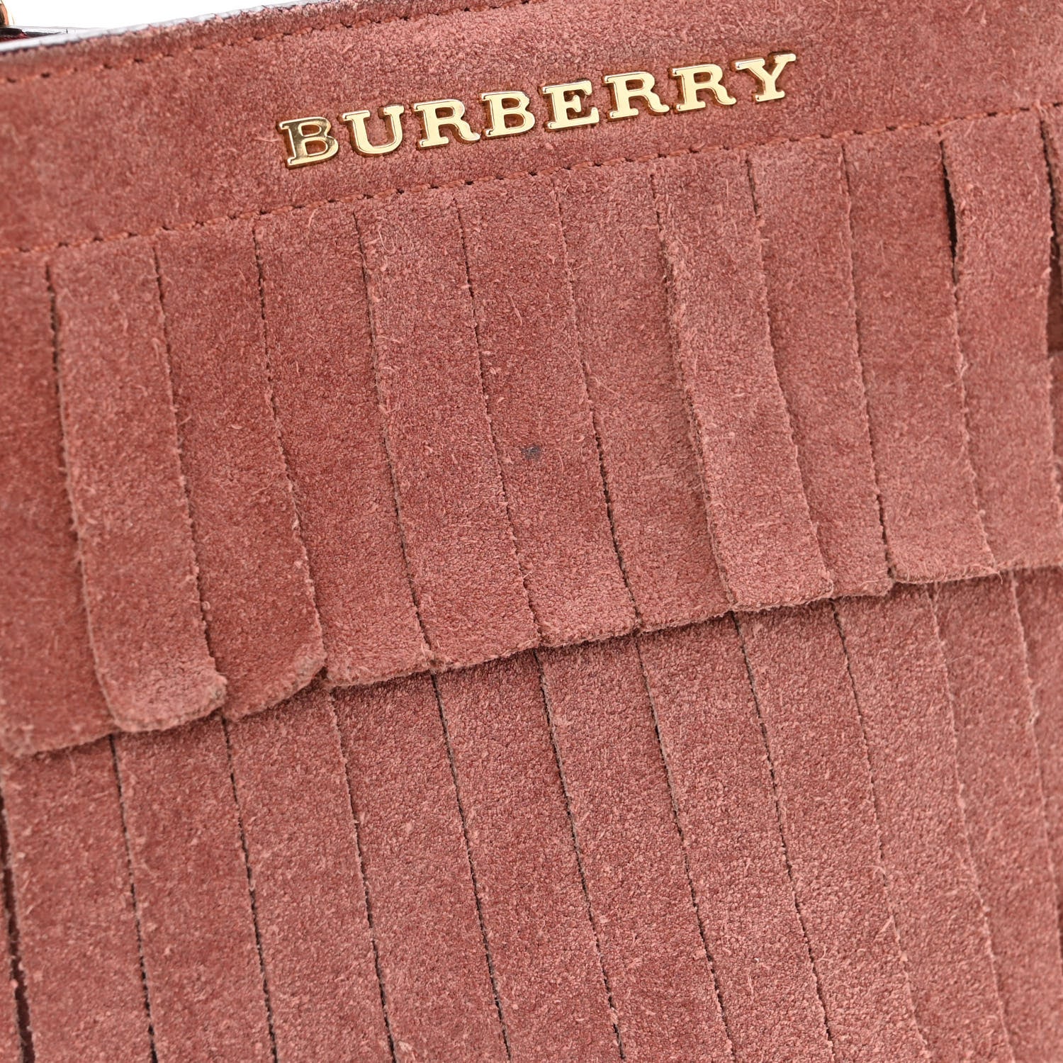 Burberry Suede Fringe Mini Bucket Bag Russet Pink 12 of 13