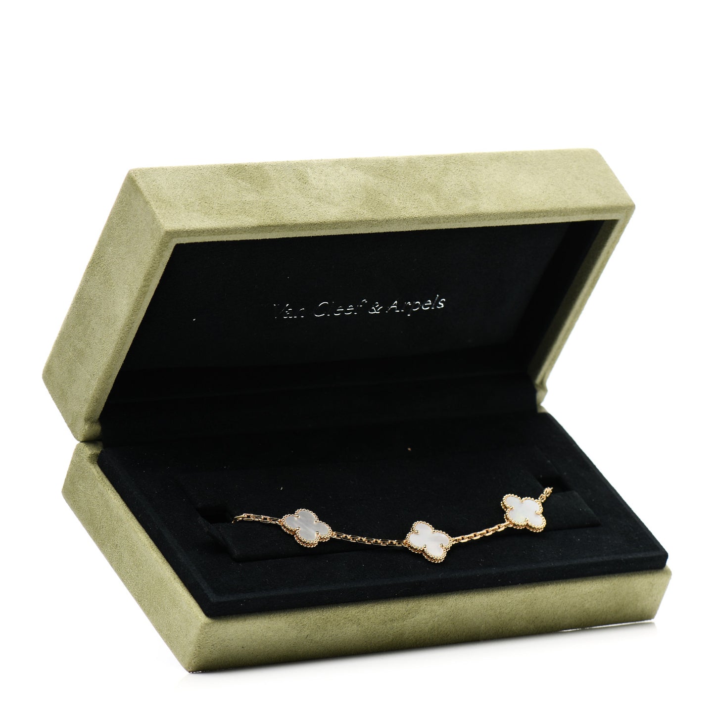 18K Yellow Gold Mother of Pearl 5 Motifs Vintage Alhambra Bracelet
