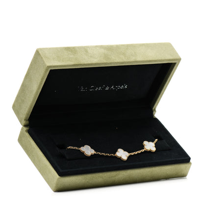 Van Cleef & Arpels 18K Yellow Gold Mother of Pearl 5 Motifs Vintage Alhambra Bracelet 6 of 6