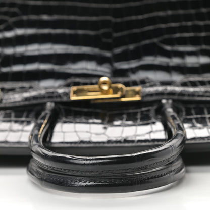 Hermes Shiny Porosus Crocodile Birkin 35 Black 10 of 30