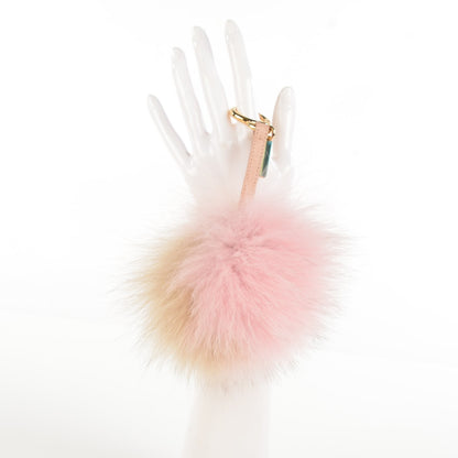 Fendi Fox Fur Vitello Elite Bi-Color Pom Pom Bag Charm Rosa Cammello Cipria 2 of 7