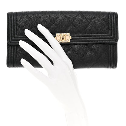 Chanel Caviar Quilted Large Boy Gusset Flap Wallet Black 2 of 10