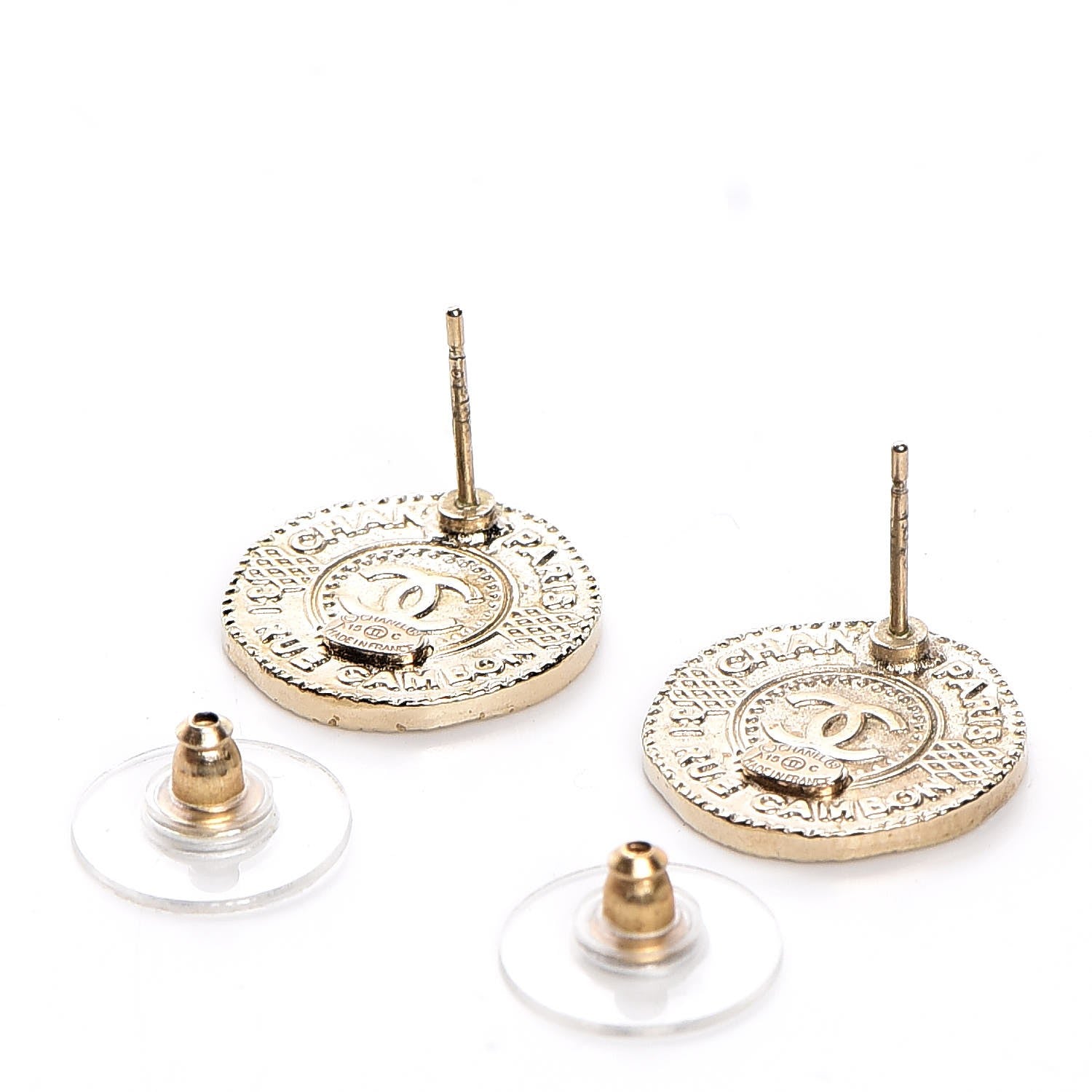 Chanel Metal CC Rue Cambon Round Earrings Gold 3 of 5