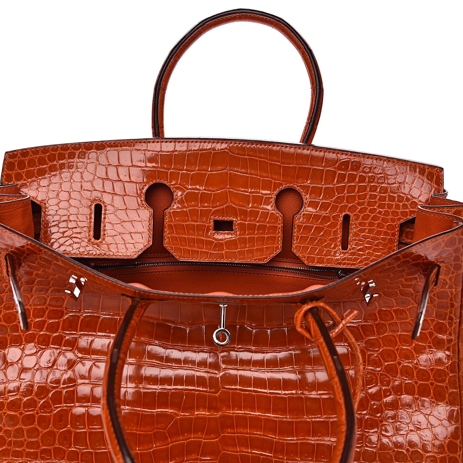 Hermes Shiny Porosus Crocodile Birkin 35 Orange 11 of 33