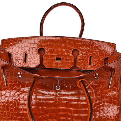 Hermes Shiny Porosus Crocodile Birkin 35 Orange 11 of 33