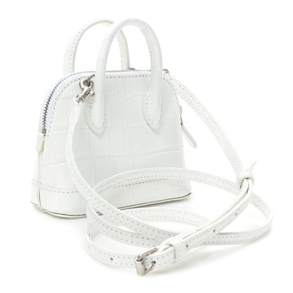Balenciaga Calfskin Logo Crocodile Embossed Mini Ville Top Handle Bag White Black 3 of 13
