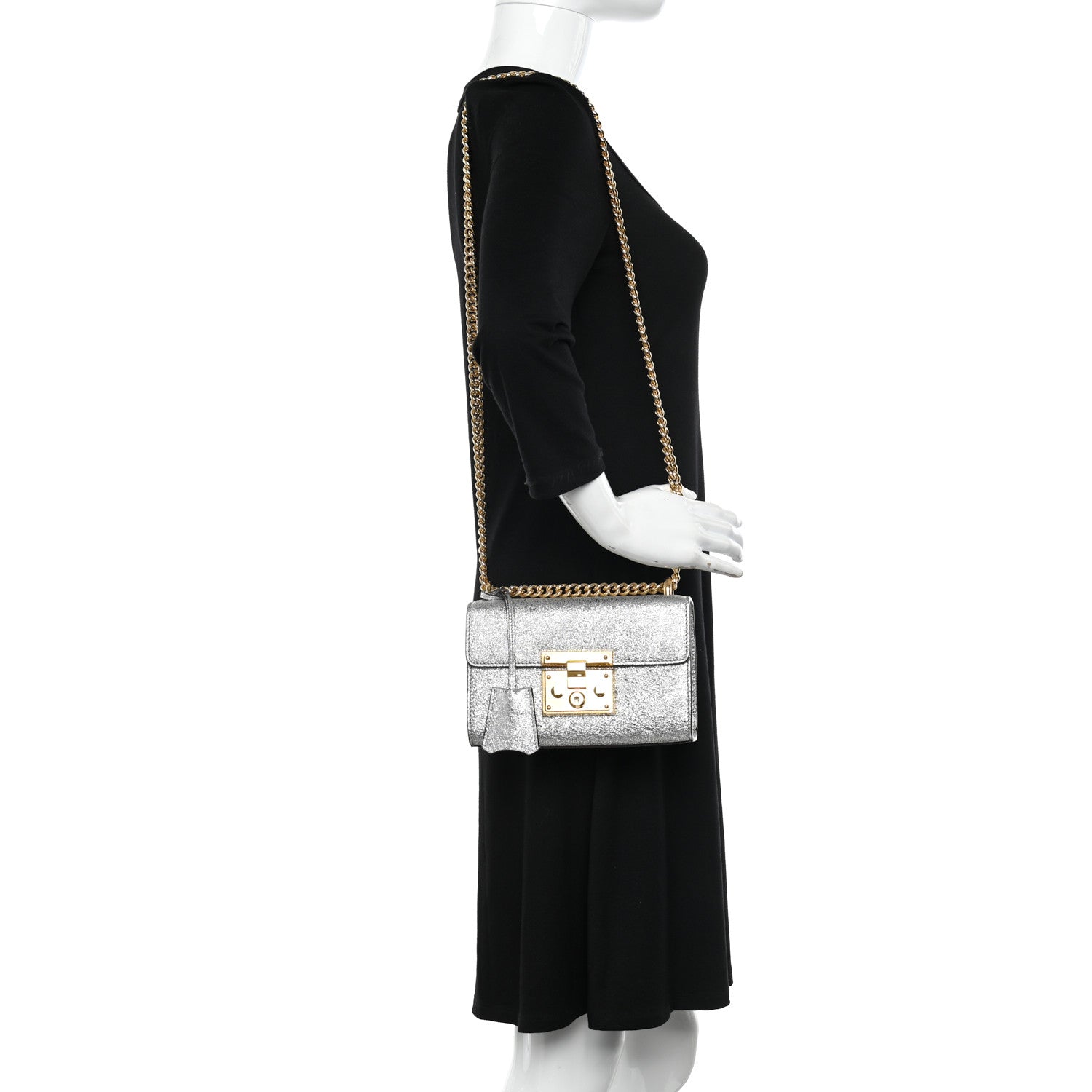Gucci Galassia Small Padlock Shoulder Bag Argento 2 of 13