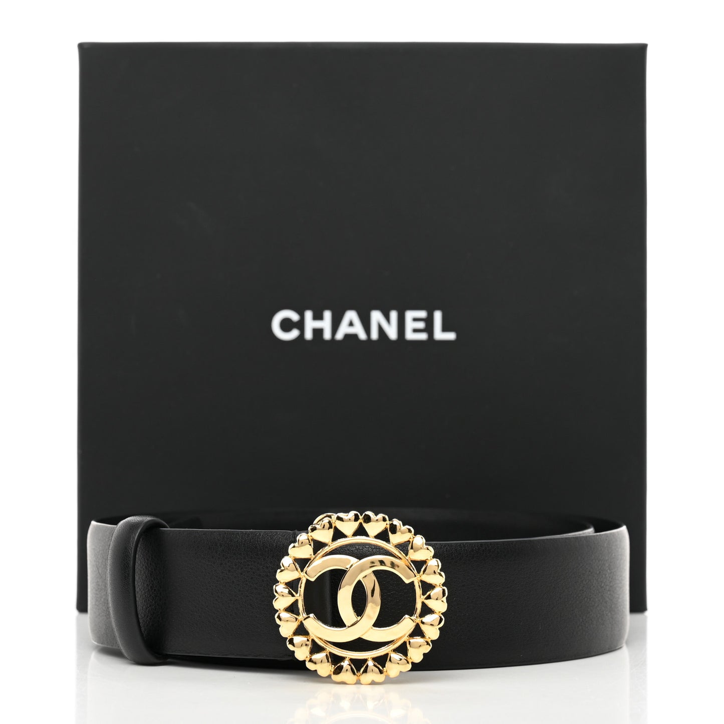 Calfskin CC Hearts Belt 85 34 Black