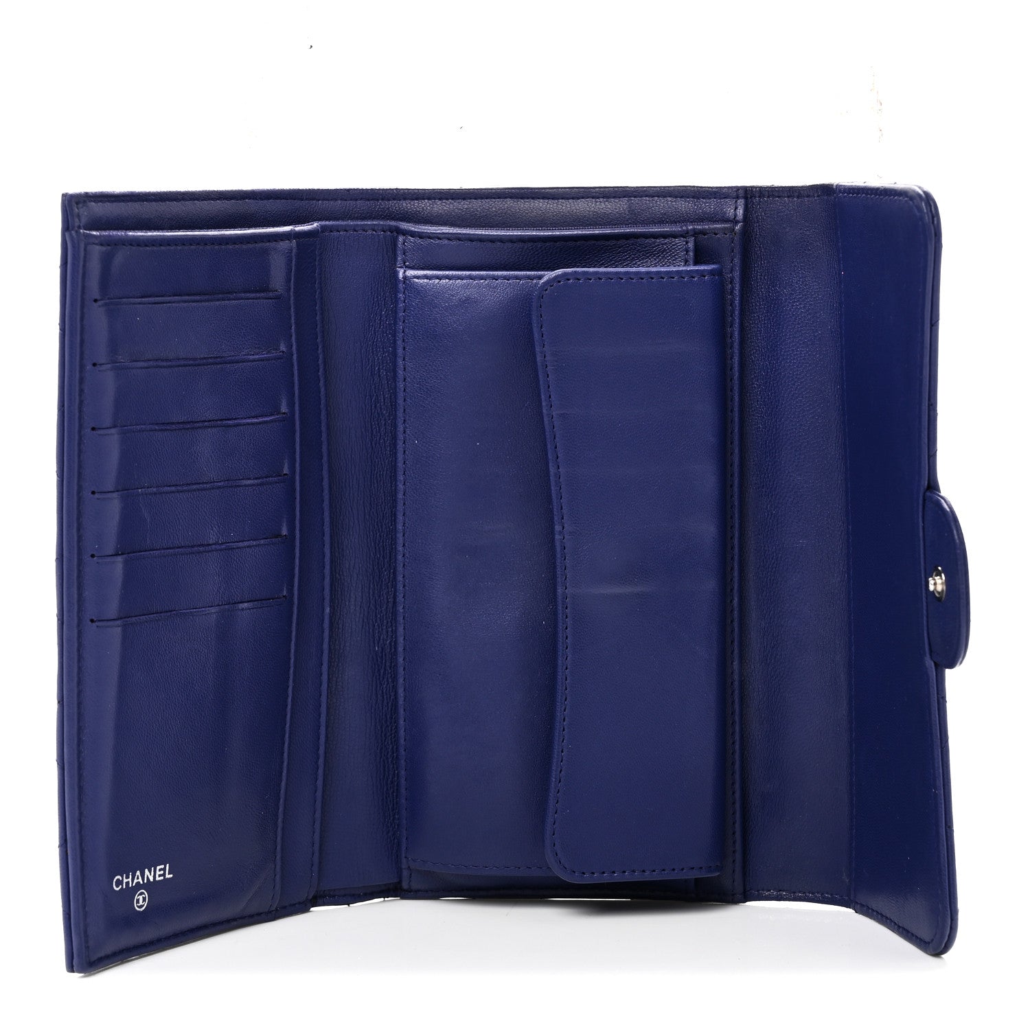 Chanel Lambskin Quilted Large Flap Wallet Blue 5 of 8