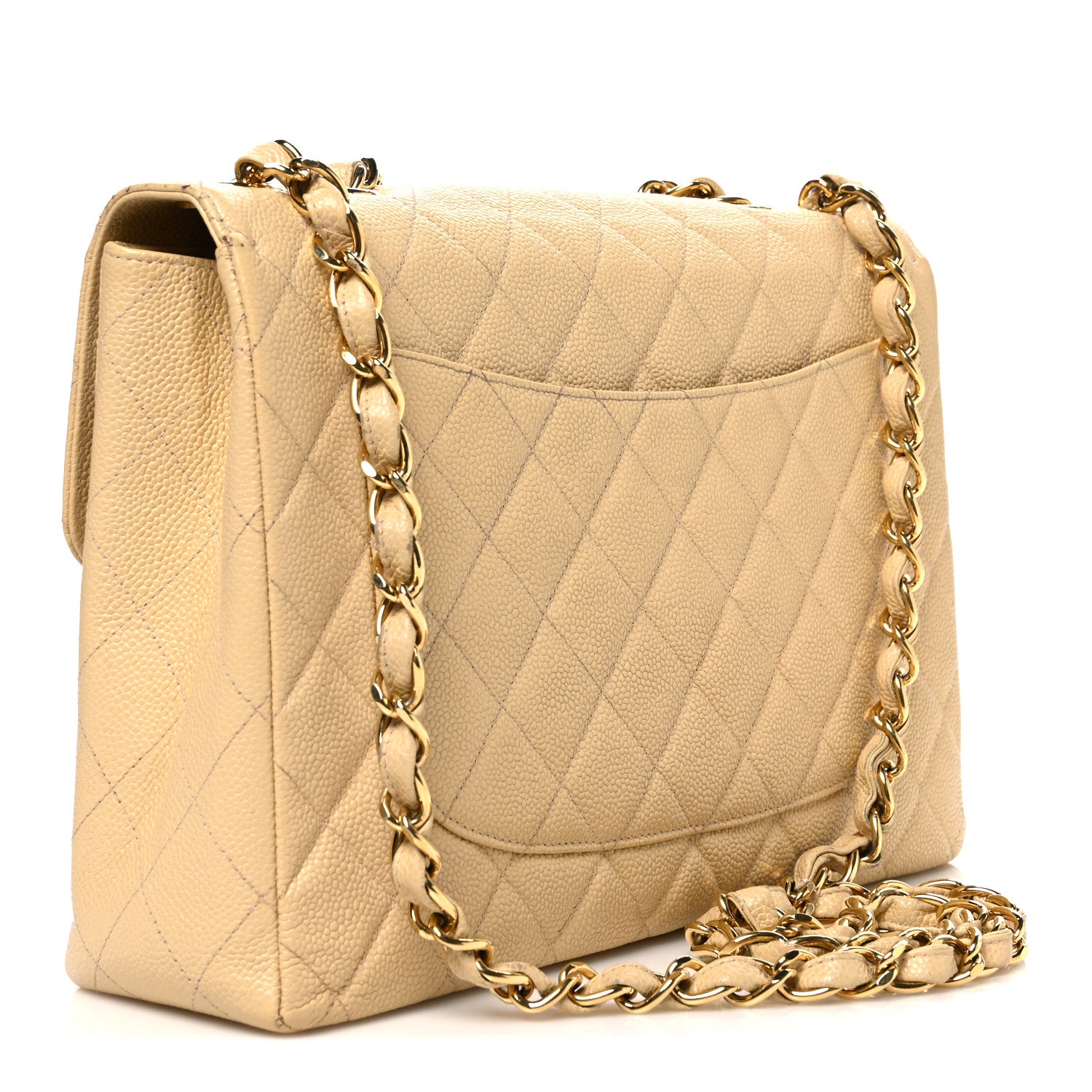 Chanel Caviar Quilted Jumbo Single Flap Beige 3 of 10