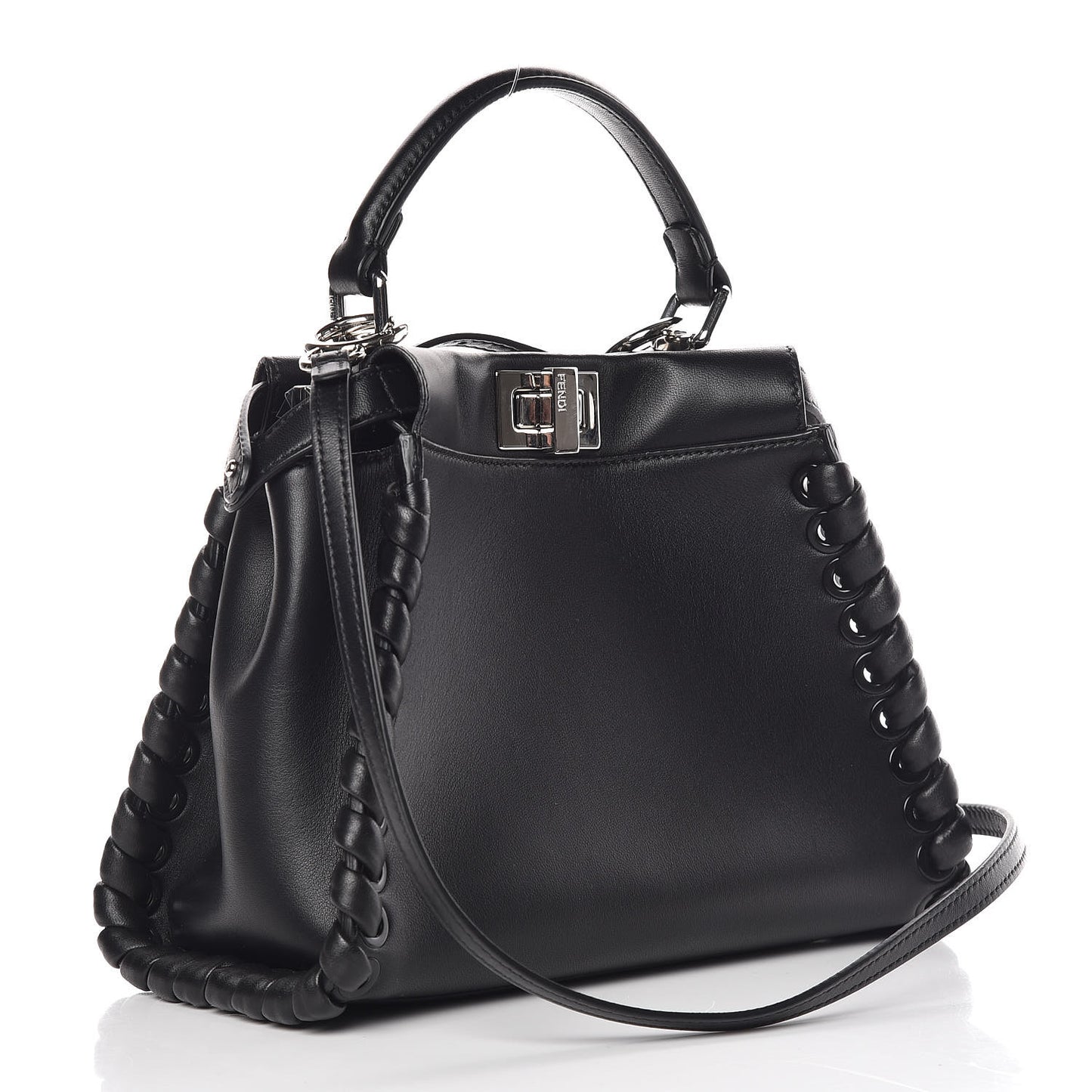 Nappa Lace Up Mini Peekaboo Iconic Satchel Black