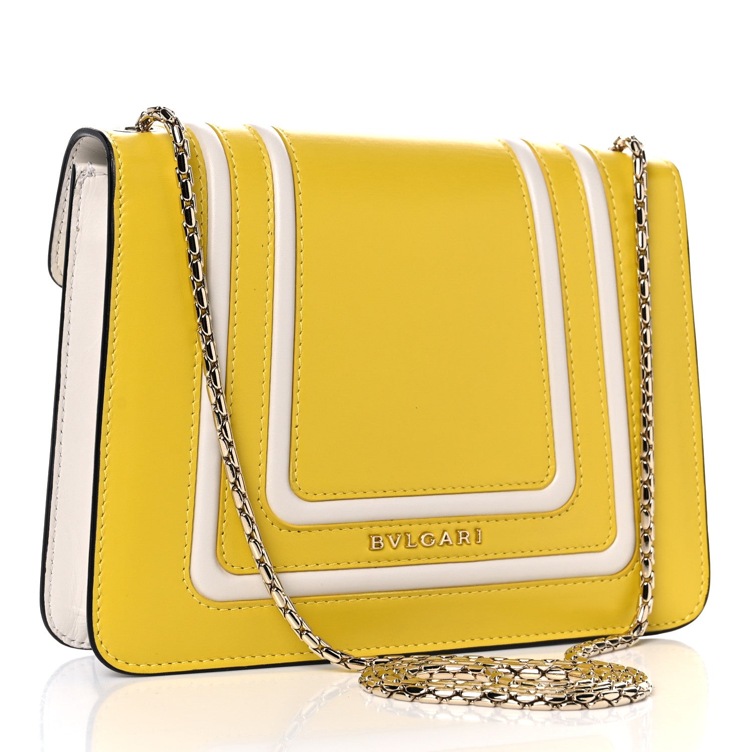 Bulgari Calfskin Serpenti Forever Crossbody Bag Yellow White 3 of 10