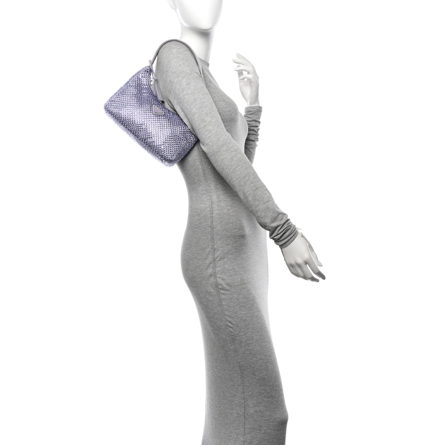 Satin Crystal Mini Re-Edition 2000 Bag Glicine