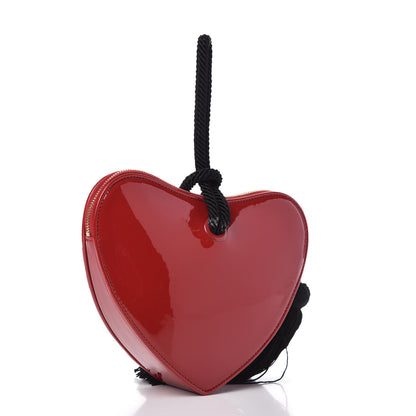 Saint Laurent Patent Sac Coeur Heart Shaped Clutch Red 3 of 10