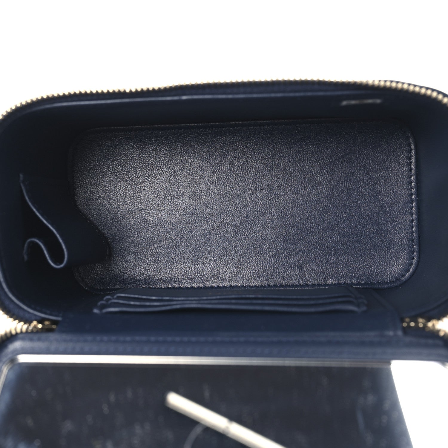 Chanel Lambskin Quilted Metal Small Top Handle Vanity Case With Chain Blue 5 of 12