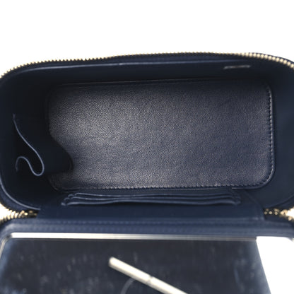 Chanel Lambskin Quilted Metal Small Top Handle Vanity Case With Chain Blue 5 of 12