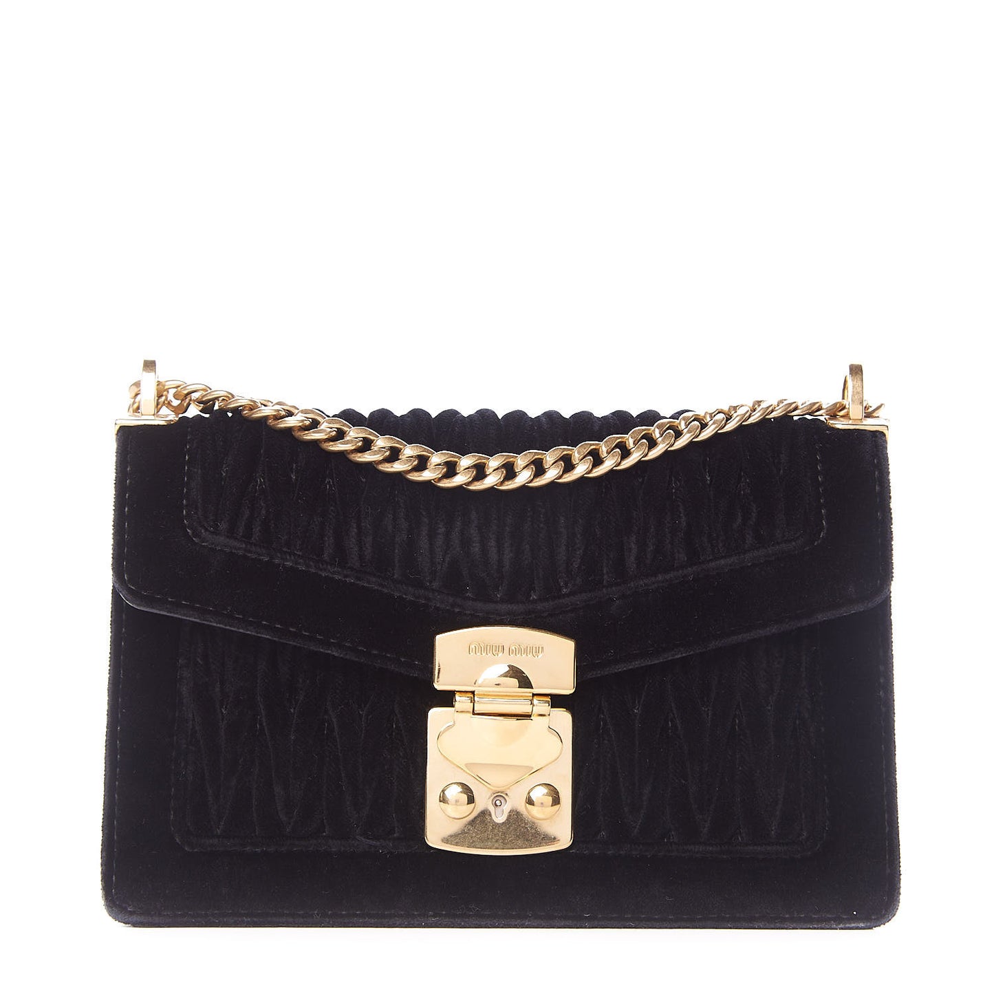 Velluto Matelasse Confidential Chain Shoulder Bag Black