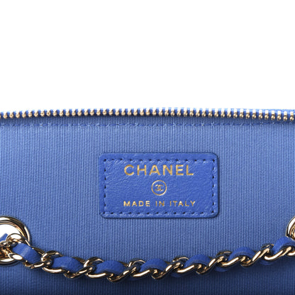 Chanel Raffia Jute Striped Small Vanity Case With Chain Blue Beige 6 of 10