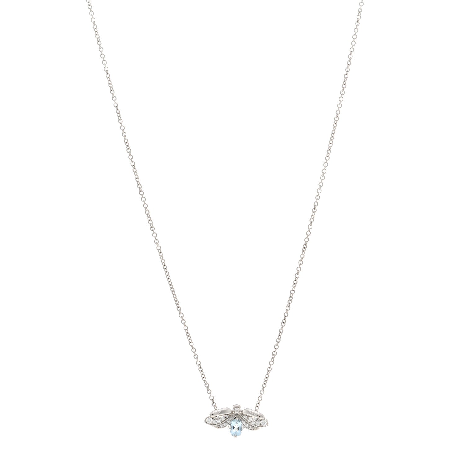Tiffany Platinum Diamond Aquamarine Paper Flowers Firefly Pendant Necklace 1 of 5