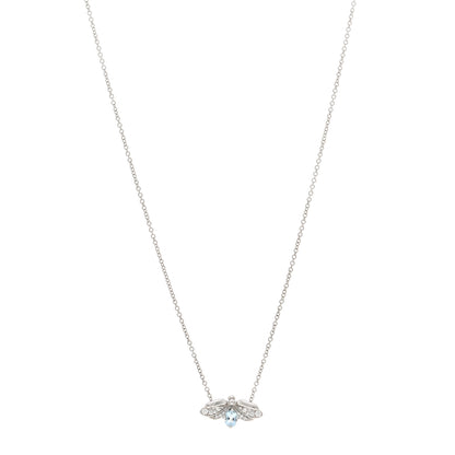 Tiffany Platinum Diamond Aquamarine Paper Flowers Firefly Pendant Necklace 1 of 5