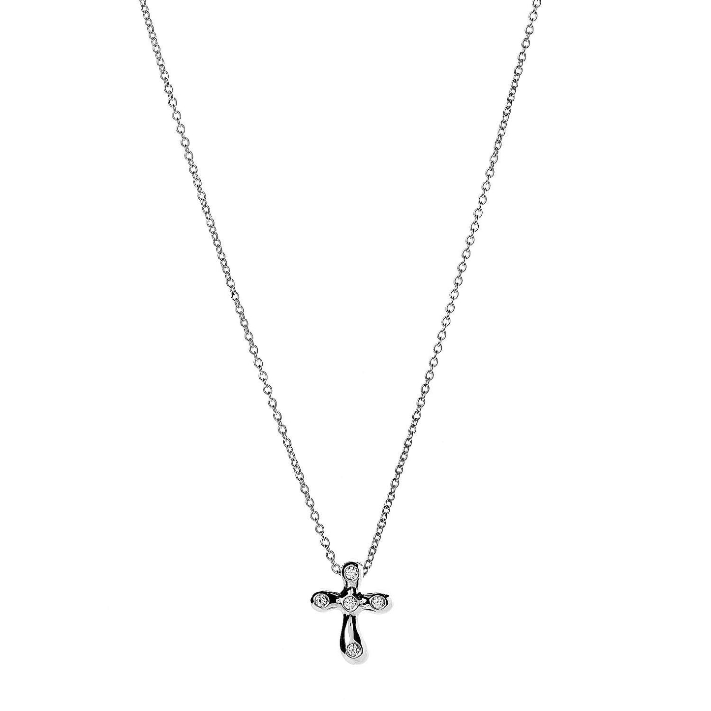 Platinum Diamond 12mm Elsa Peretti Cross Pendant Necklace