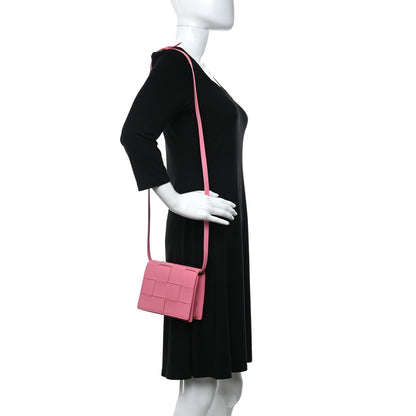 Bottega Veneta Lambskin Maxi Intrecciato Mini Cassette Crossbody Bag Pink 2 of 10