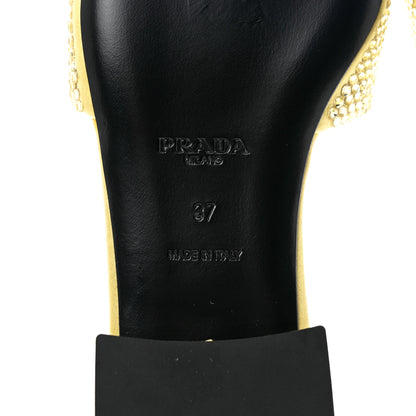 Prada Satin Crystal Logo 10mm Slide Sandals 37 Ananas 6 of 8