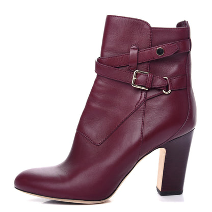 Jimmy Choo Calfskin Mitchell Buckle Bootie 40 Burgundy 1 of 9