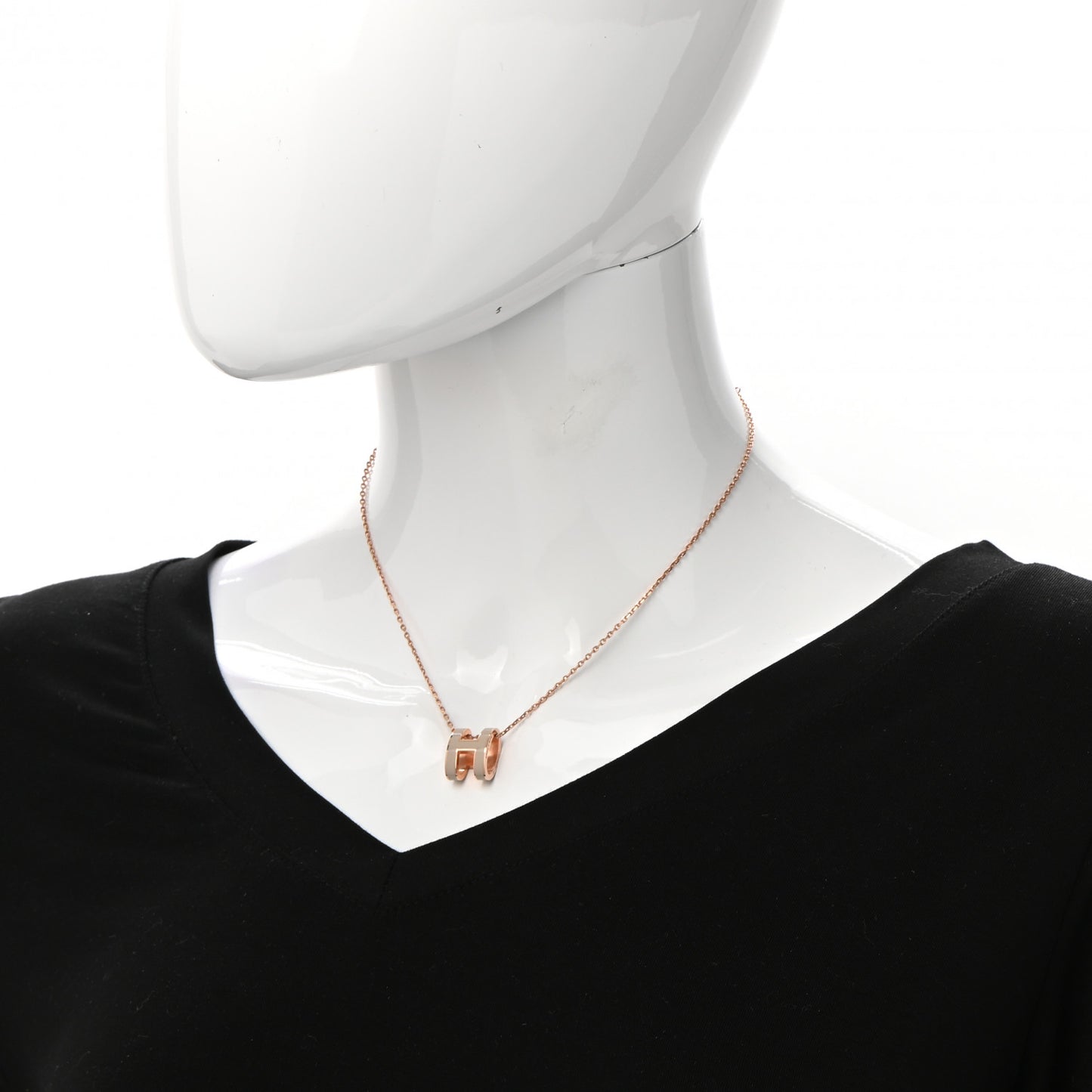 Lacquered Gold Pop H Pendant Necklace Marron Glace