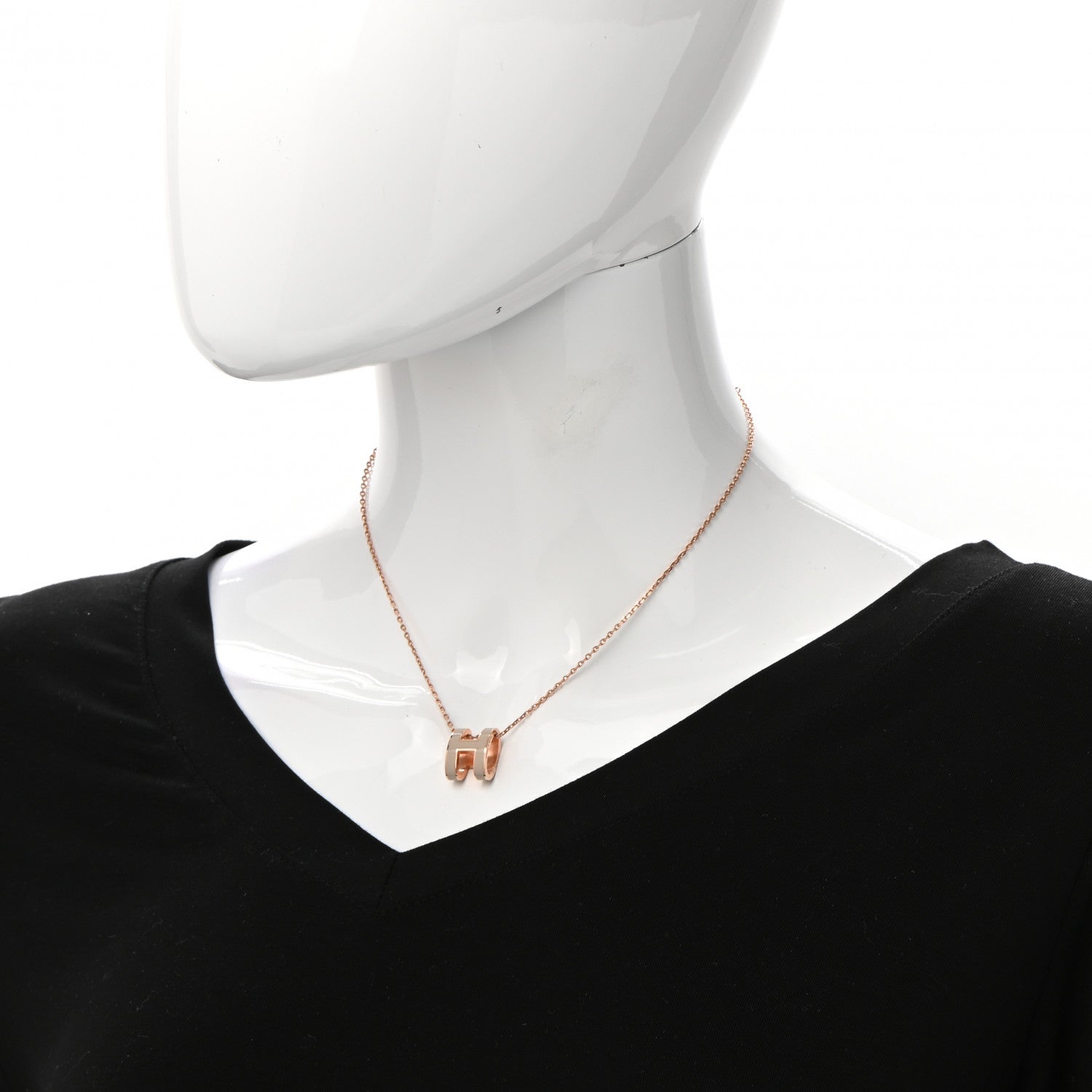 Hermes Lacquered Gold Pop H Pendant Necklace Marron Glace 2 of 6
