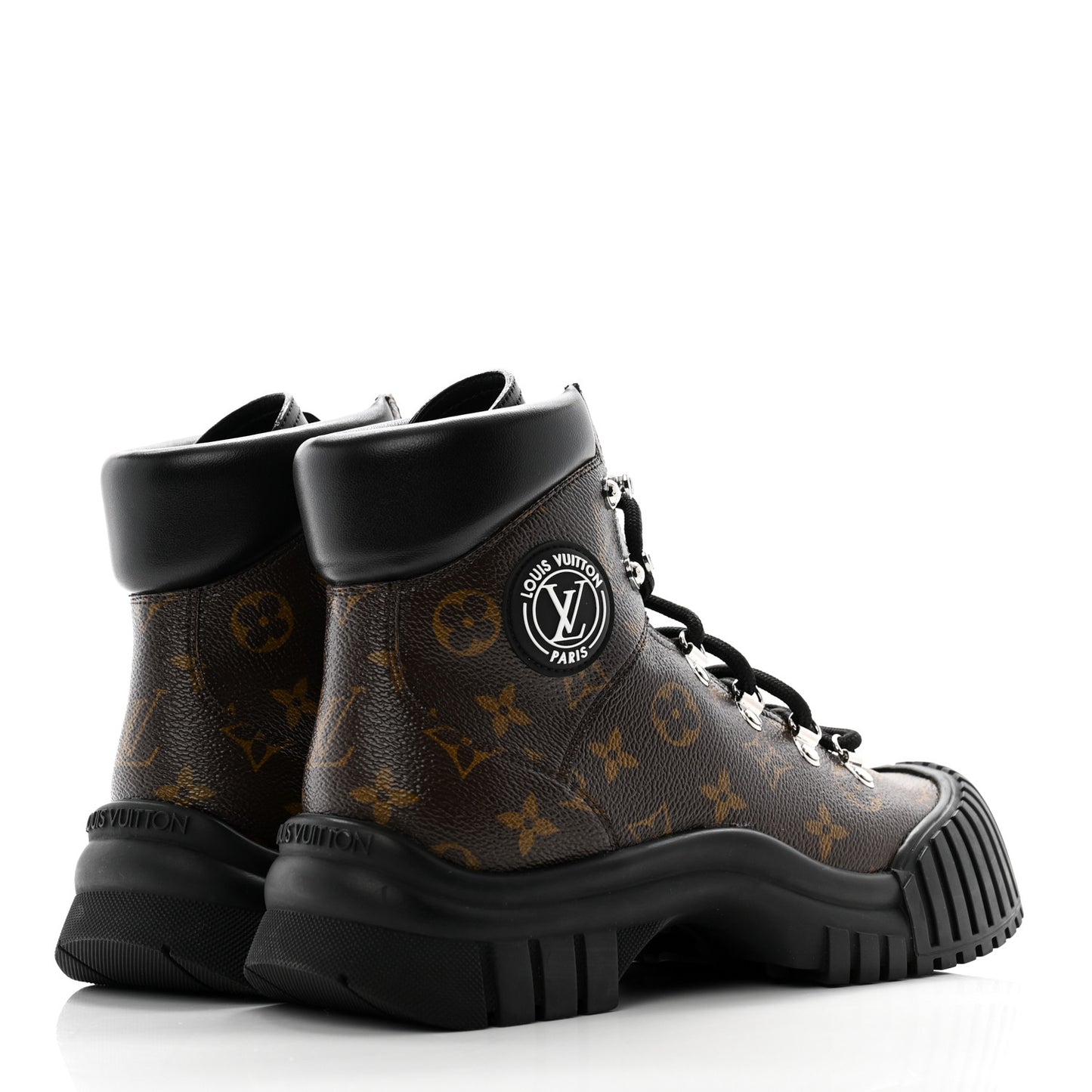 Calfskin Patent Monogram Ruby Flat Ranger Boots 39 Black