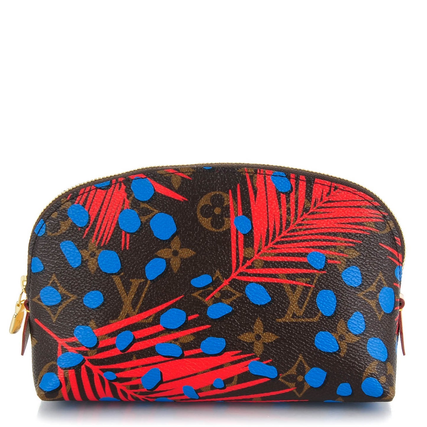 Monogram Jungle Dots Cosmetic Pouch Coquelicot Denim