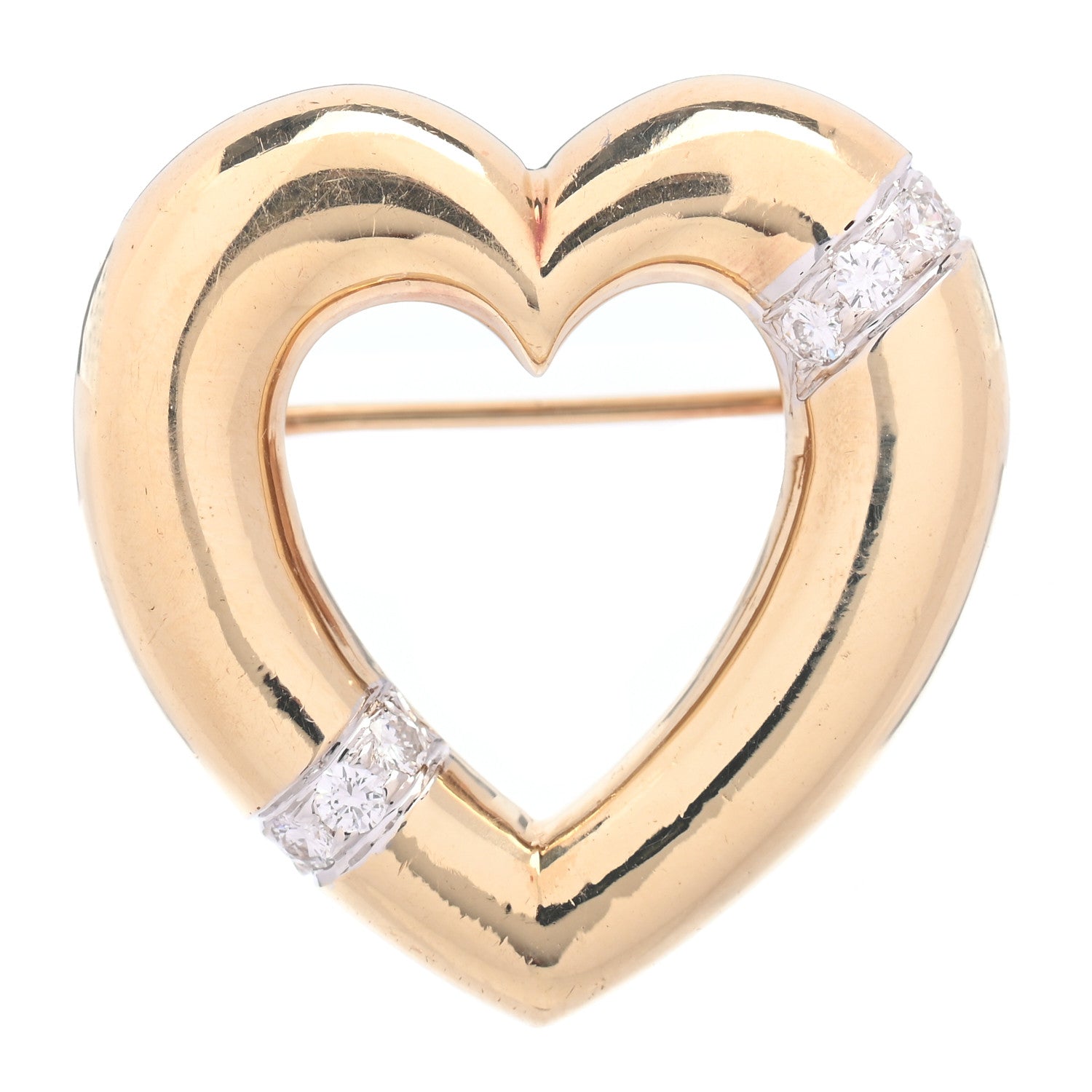 Tiffany 18K Yellow Gold Diamond Paloma Picasso Heart Brooch Pin 1 of 4