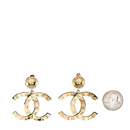 Chanel Metal Large Paris Button Earrings Gold 2 of 6