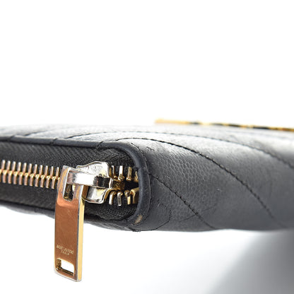 Saint Laurent Grain De Poudre Matelasse Chevron Monogram Zip Around Wallet Grey 15 of 17