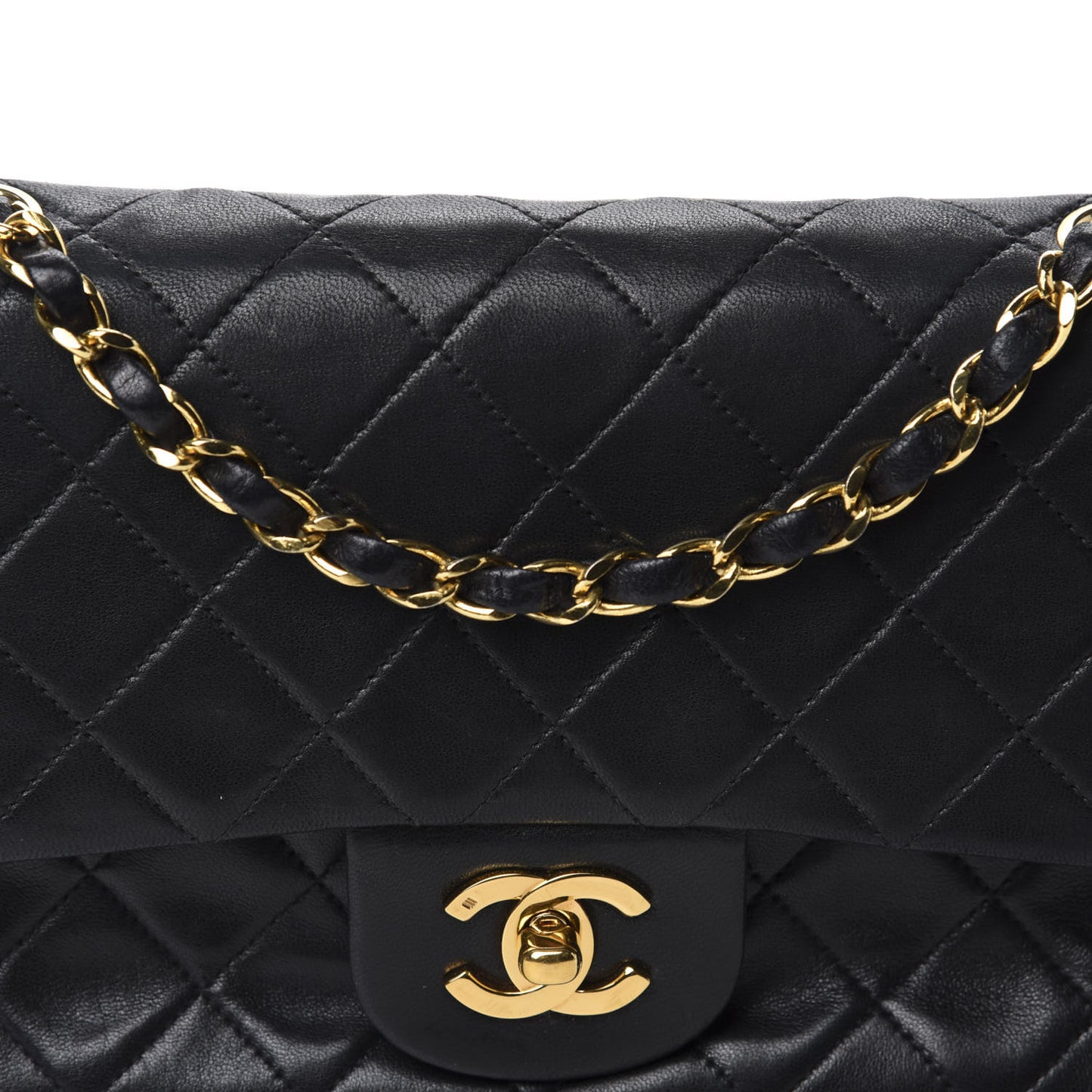 Lambskin Quilted Small Double Flap Black