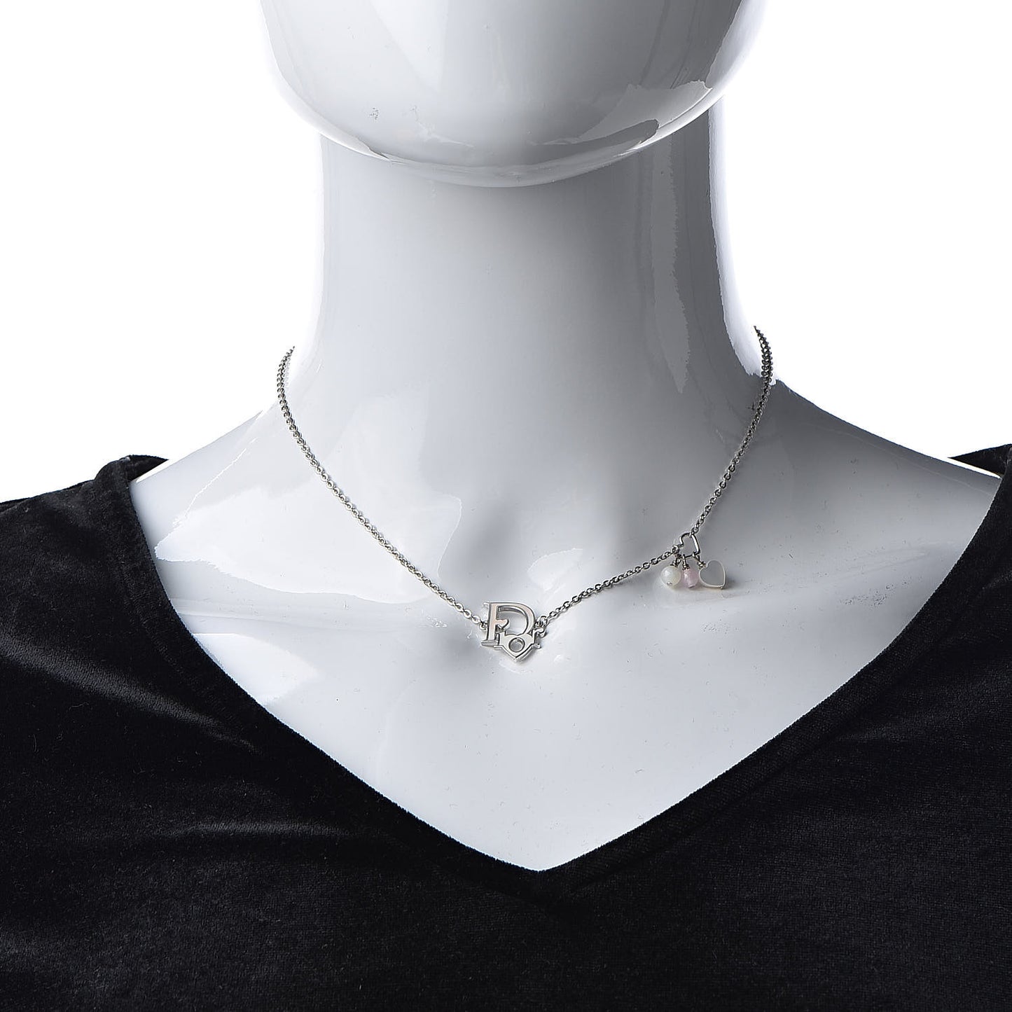 Logo Pendant Necklace Silver White
