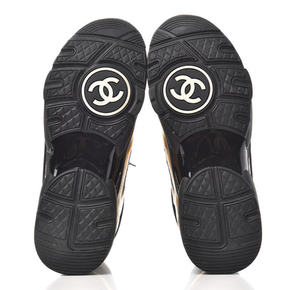 Chanel Velour Tweed CC High Top Sneakers 39 Black Gold 5 of 10