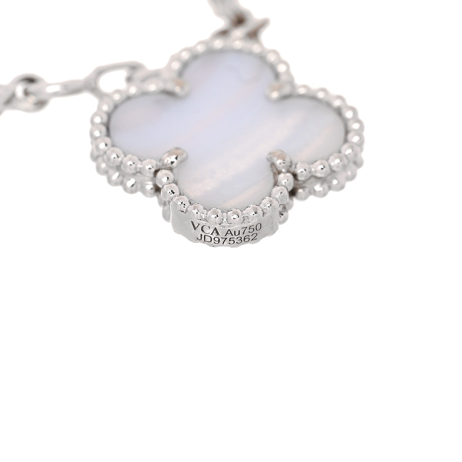 Van Cleef & Arpels 18K White Gold Chalcedony Mother of Pearl 5 Motifs Magic Alhambra Bracelet 3 of 3