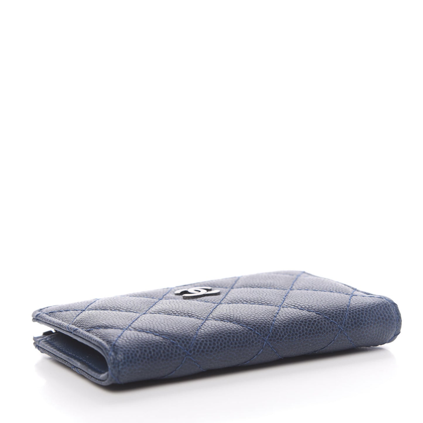 Caviar Quilted Key Holder Case Navy