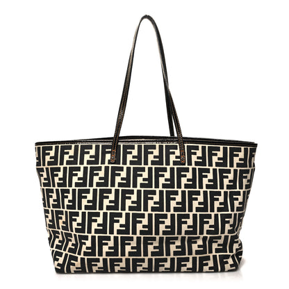 Fendi Canvas FF Roll Tote Black White 1 of 15