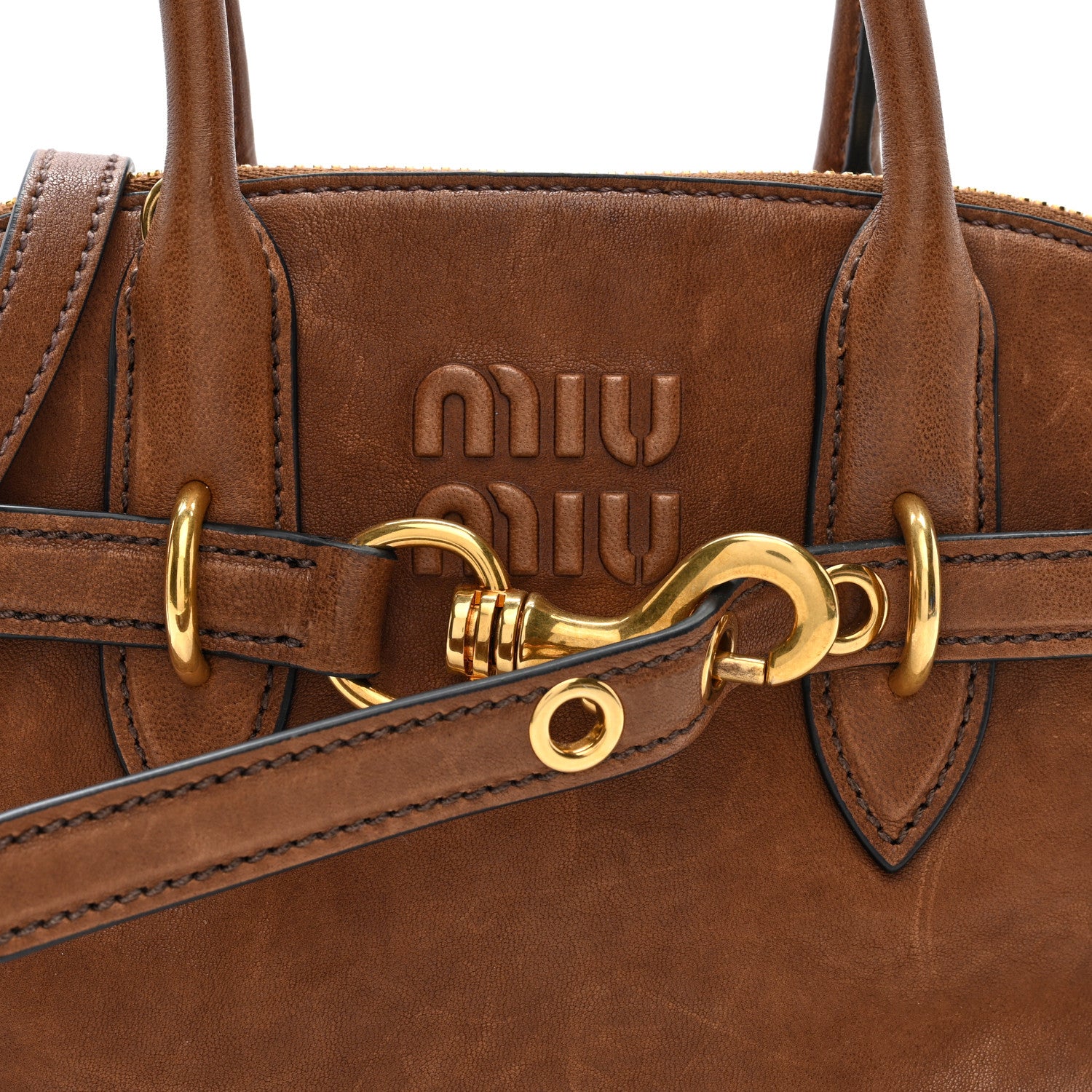 Miu Miu Nappa Aviator Small Aventure Bag Rovere 7 of 9