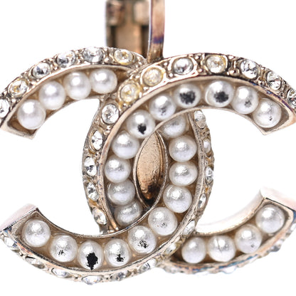 Chanel Crystal Pearl CC Dangle Earrings Gold 6 of 6
