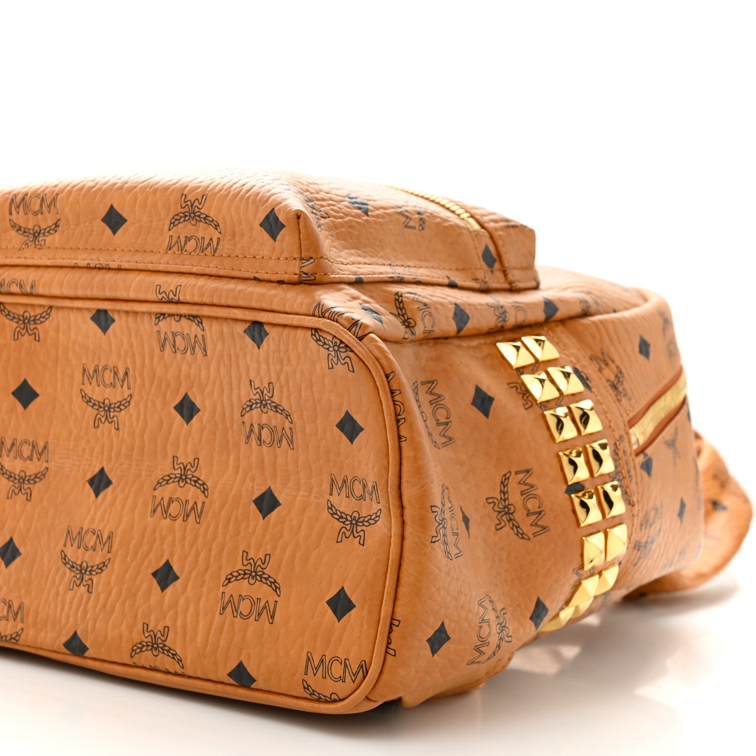MCM Visetos Side Stud Mini Stark Backpack Cognac 9 of 9
