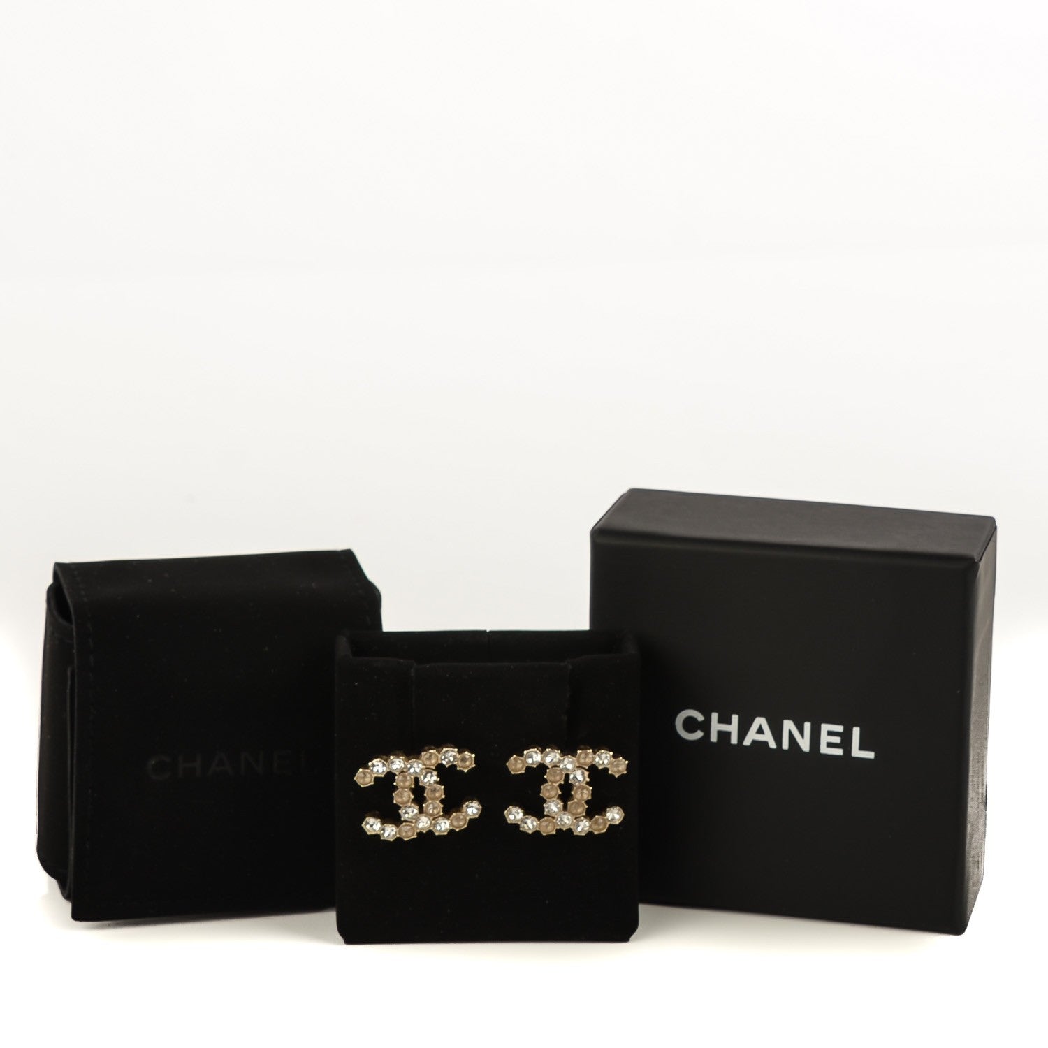 Chanel Crystal CC Earrings Gold 3 of 5