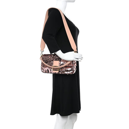Fendi Sequin Paillettes Vitello Grace Sex and the City Baguette Baby Pink 2 of 10