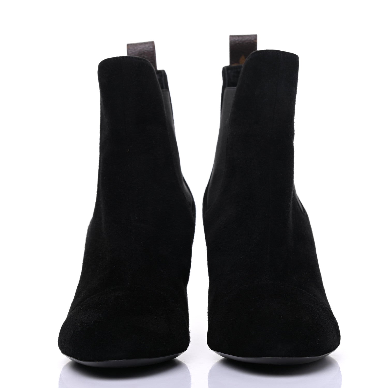 Louis Vuitton Suede Monogram Uniformes Cap Toe Chelsea 75mm Ankle Boots 39 Black 2 of 11