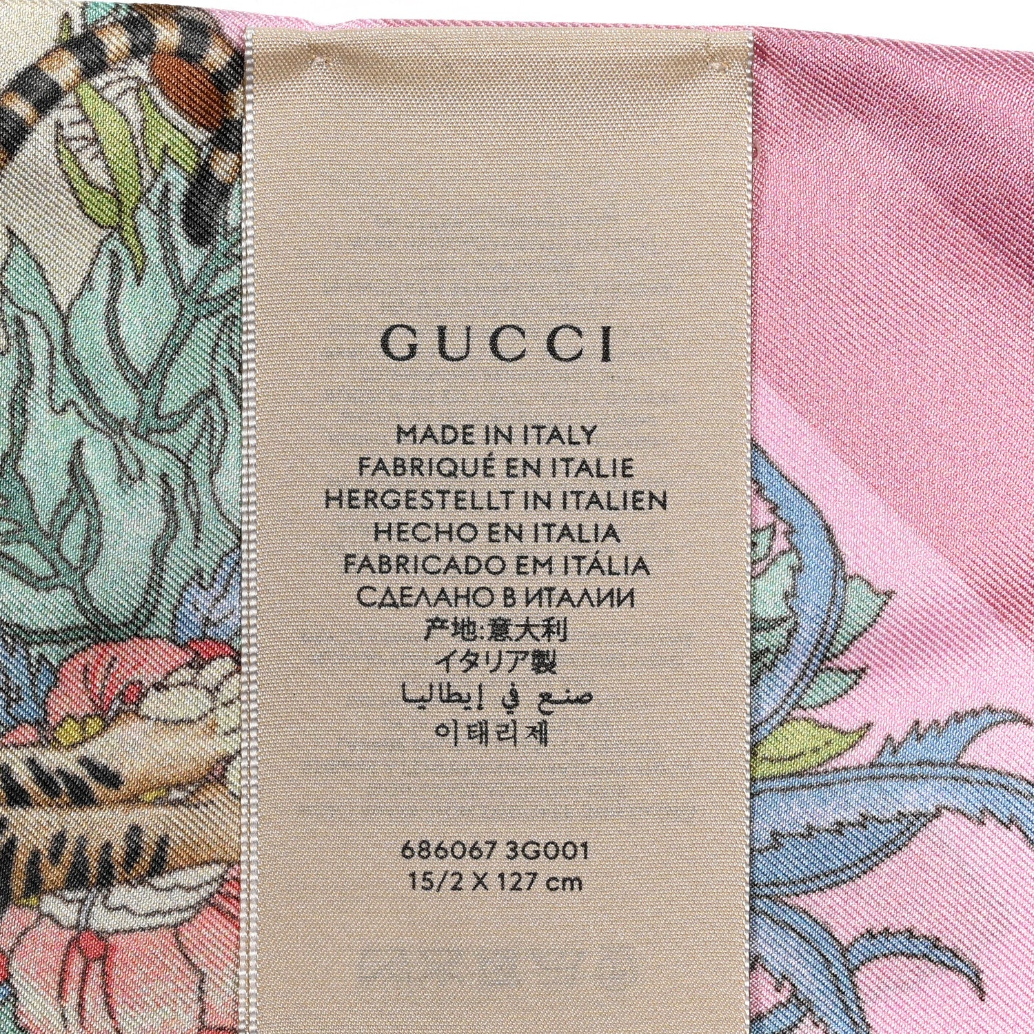 Gucci Silk Twill Savanny Neck Bow Scarf Ivory Pink 3 of 4